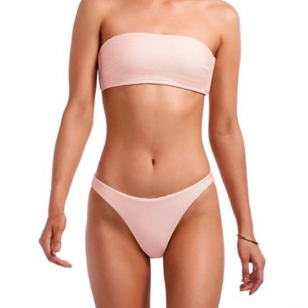 Vitamin A Mila Bandeau Top and California High Leg Bottom Set